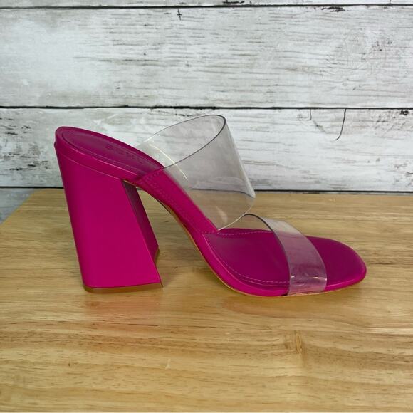NEW Schutz Victoire Heels – Magenta Clear Strap Sandals 7.5 - Picture 2 of 5